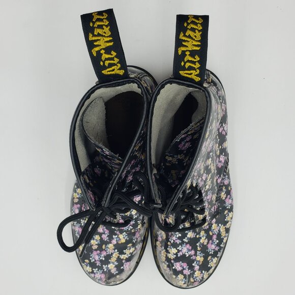 Dr. Martens Floral High Top Boots 8 Womens Docs Leather Lace Up Purple - Picture 7 of 11